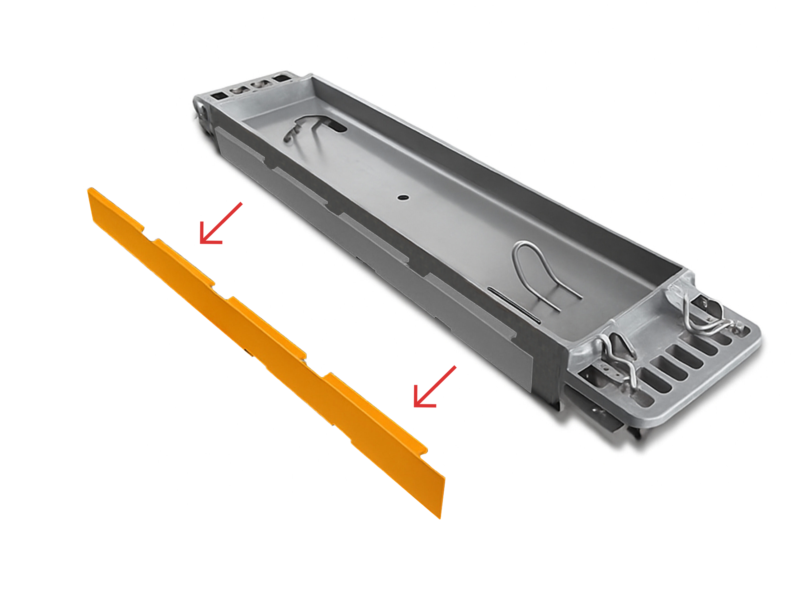 Steel coil transport tray with yellow polyurethane liners manufactured by Universal Urethane Products for safe and stable coil handling.